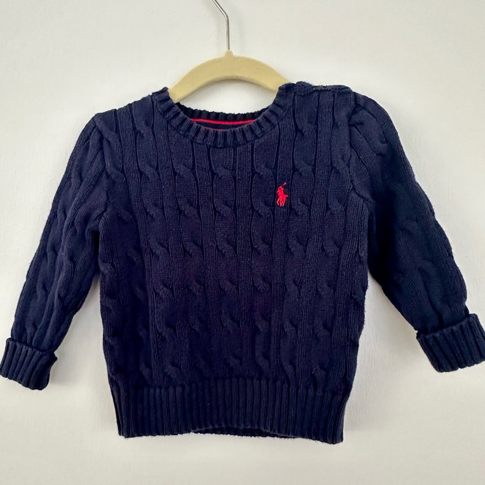 Ralph Lauren Cable Knit  Cotton Sweater Navy 12m baby boy toddler
